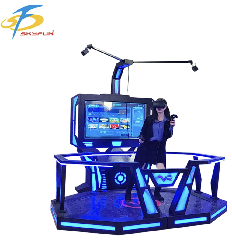 Middelstage VR HTC Vive 9D Standing Game Platform ️ Interactieve VR-simulator op ruimteschaal met meer dan 100 games, VR-headset met hoge resolutie, munt of kaartbetaling voor arcades